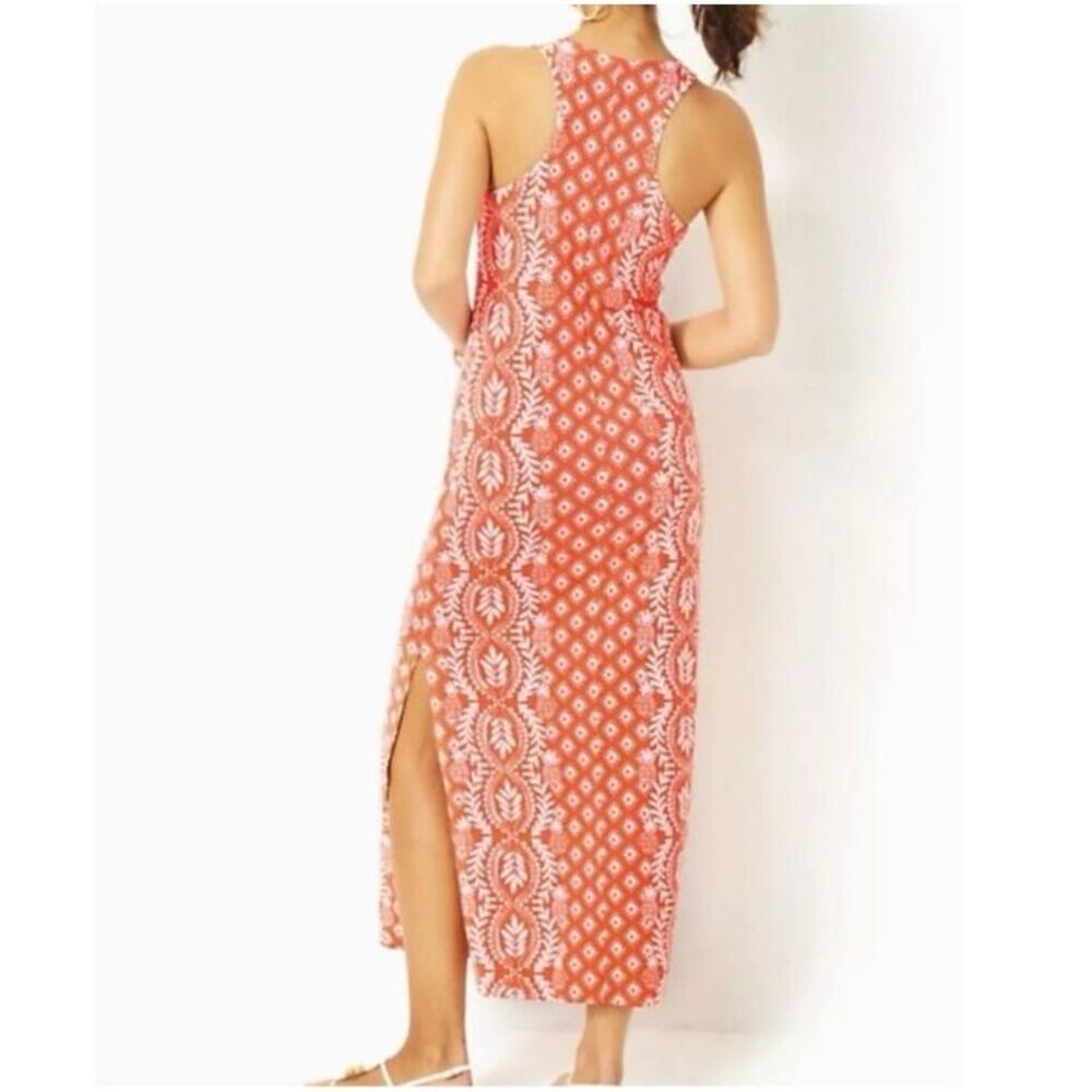 NWT Lilly Pulitzer Ulla Maxi Dress Flamingo Feather Harbour View Engineered Larg - Picture 3 of 15